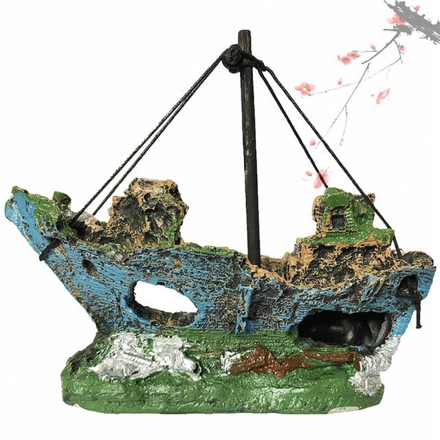 2019 Hot Aquarium Fish Tank Landscape Pirate Ship Wreck Ship Decor Resin Boat Ornament Aquarium Accessories Decoration #Y5