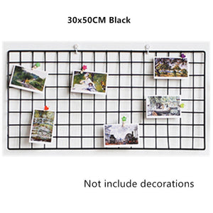 Ins Nordic Home Wall Decoration Iron Grid Decor Photo Frame Postcards DIY Wall Art Display Storage Rack Holder Shelf Organizer